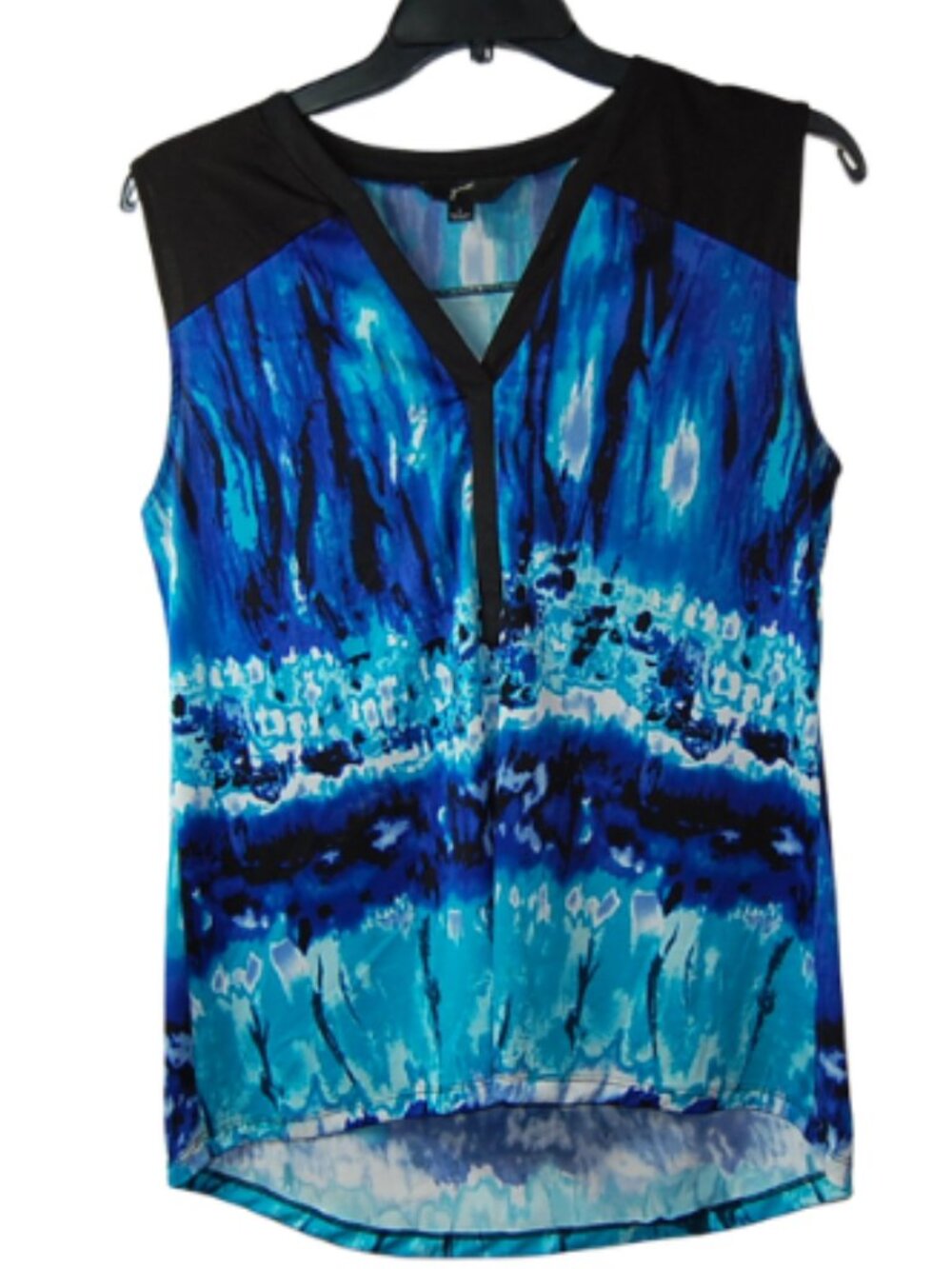 Gnik  Blue Sleeveless Blouse Size Large Vacation Summer  Top Flowy Tank Casual